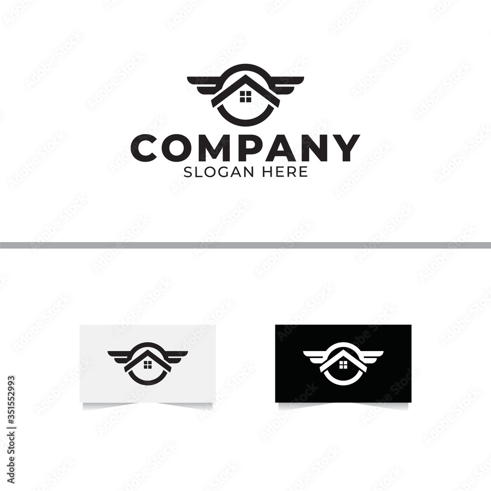 Home Wings Logo Design Vector Template
