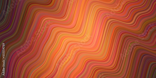 Dark Orange vector background with curved lines.