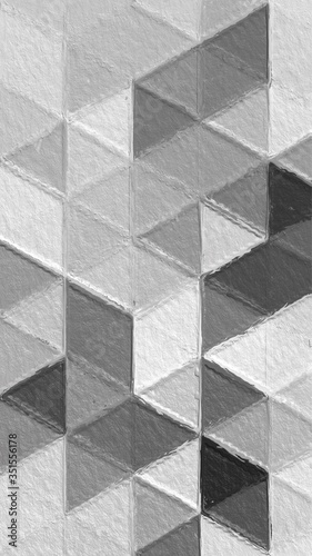 Monochrome triangles pattern with a rough texture background. Backdrop texture wall and have copy space for text. Picture for creative wallpaper or design art work. © Ariya
