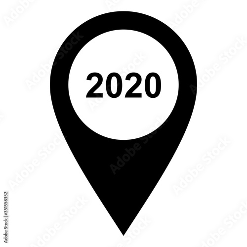 Jahr 2020 und Kartenmarkierung