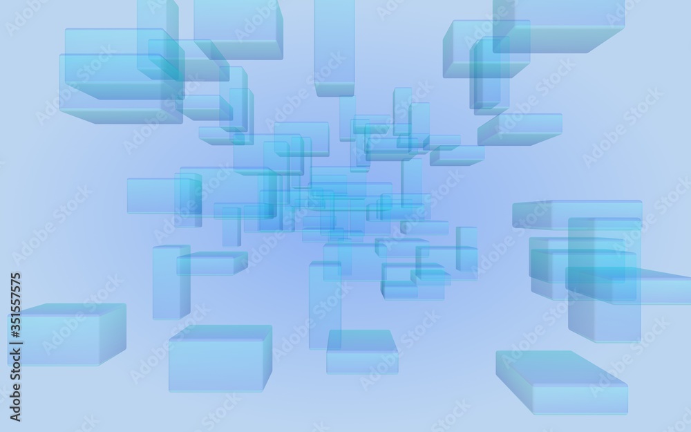 Blue and purple abstract digital and technology background. The pattern with repeating rectangles. 3D illustration Blue and purple abstract digital and technology background. The pattern with repeating rectangles. 3D illustration