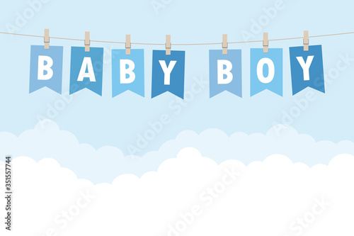 baby boy welcome greeting card for childbirth vector illustration EPS10