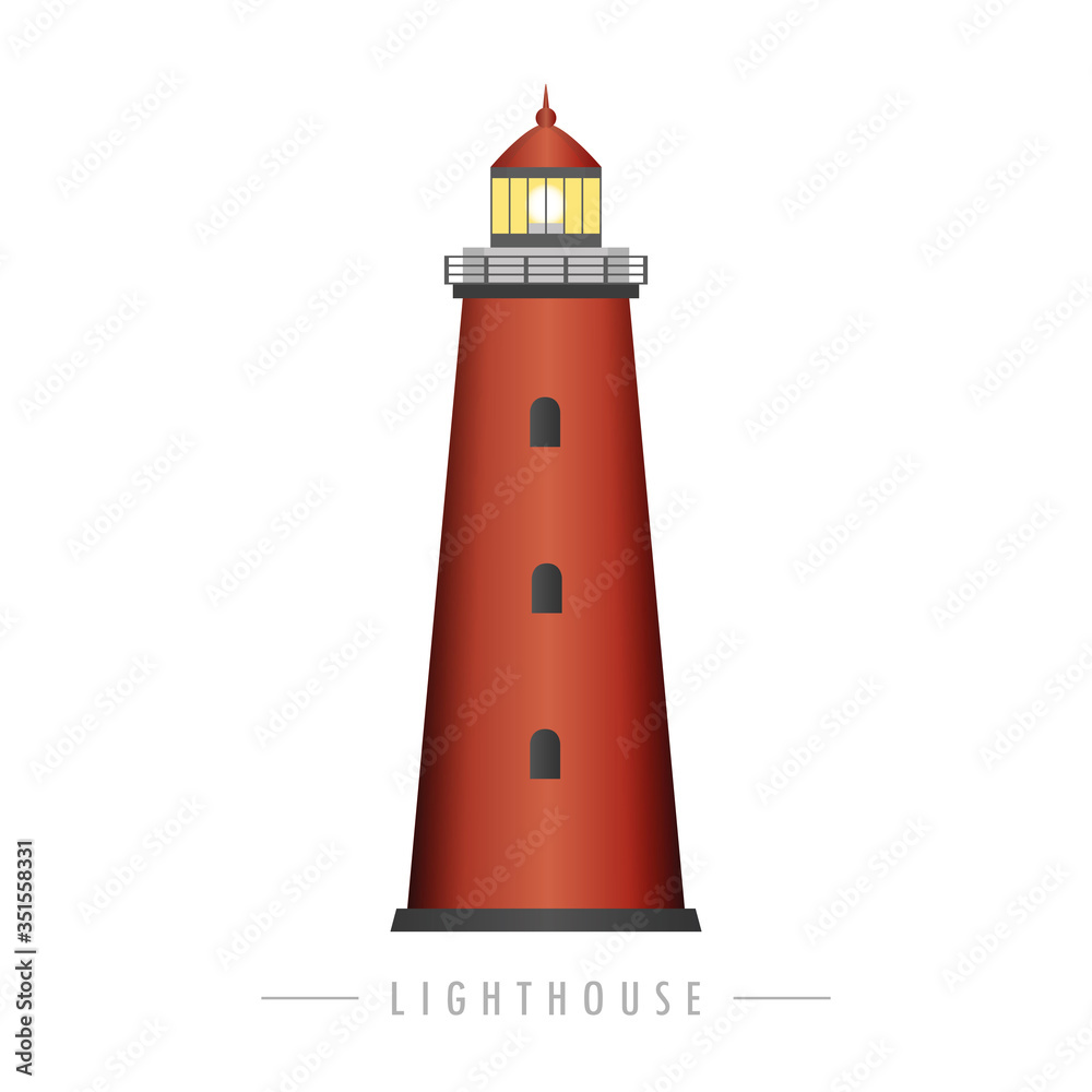 red lighthouse isolated on white background vector illustration EPS10
