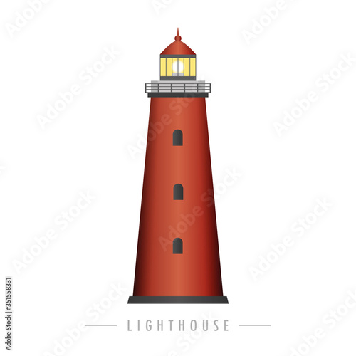 red lighthouse isolated on white background vector illustration EPS10