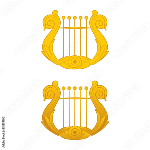 Harp. Harp musical instrument vector illustration. Harp symbols set. Part of set.