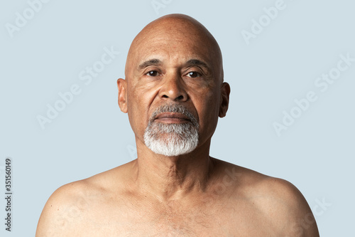 Portrait of a semi-nude senior African American man