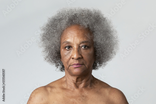 Portrait of a semi-nude senior African American woman