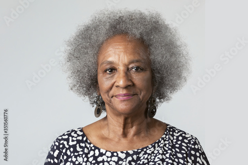 Fotografie, Obraz Happy black senior woman in a studio shoot