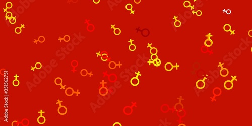 Light Orange vector backdrop with woman s power symbols.