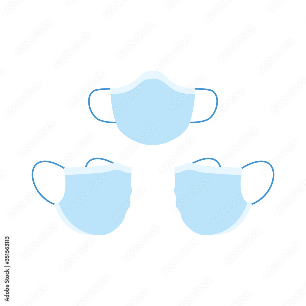 Surgical face masks facing side and front vector design flat style illustration Surgical face masks facing side and front vector design flat style illustration
