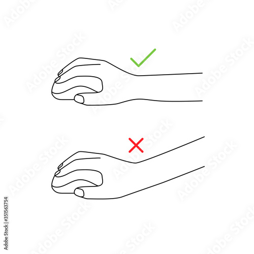 correct position of arm and mouse