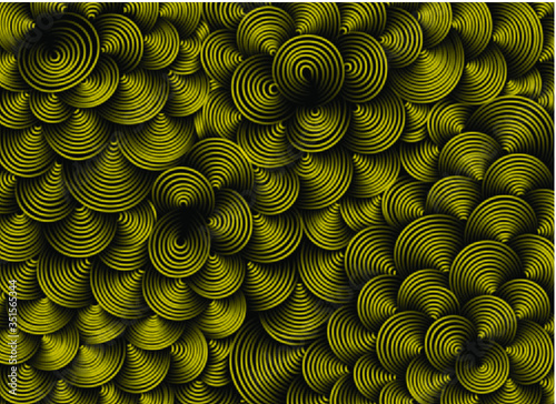Vector background with abstract imagery of golden golden colored fish scale-like structures