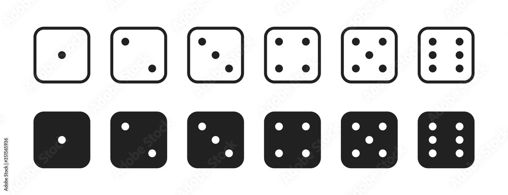 Dice icon for game, set isolated vector sign symbol Dice icon for game, set isolated vector sign symbol