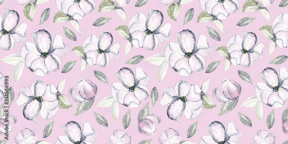 seamless pattern with pink flowers. Floral background in vintage style for fabrics, paper, textile seamless pattern with pink flowers. Floral background in vintage style for fabrics, paper, textile