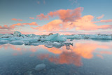 Beautiful sunrise at Jokulsarlon glacier lagoon, Iceland