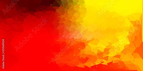 Light red, yellow vector polygonal backdrop.