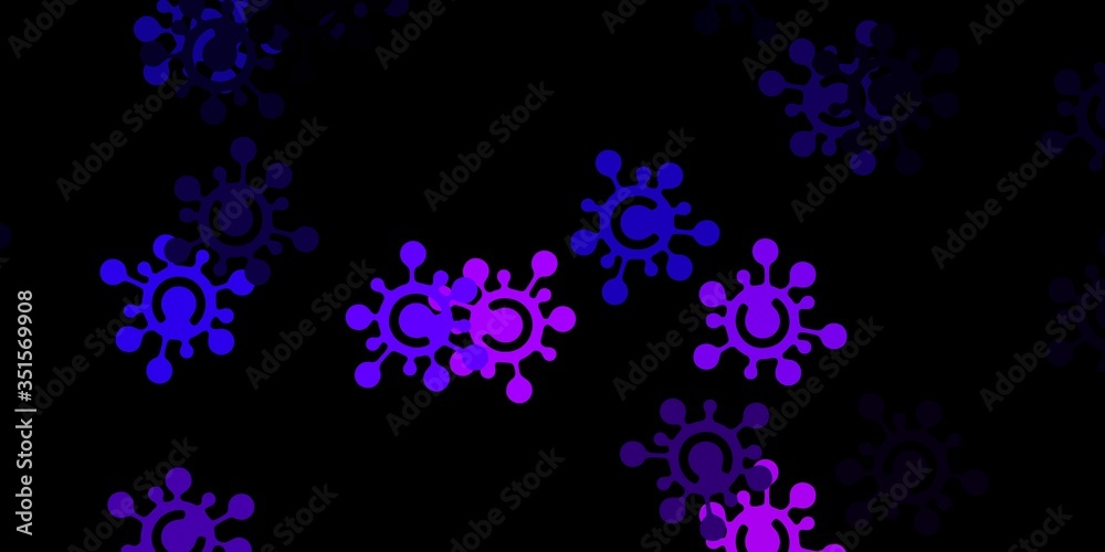 Dark purple, pink vector texture with disease symbols.