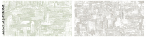 Paint strokes on canvas, light irregular hand drawn monochrome pattern. Clean white cross hatching brush strokes. Bright texture background set of vector illustrations