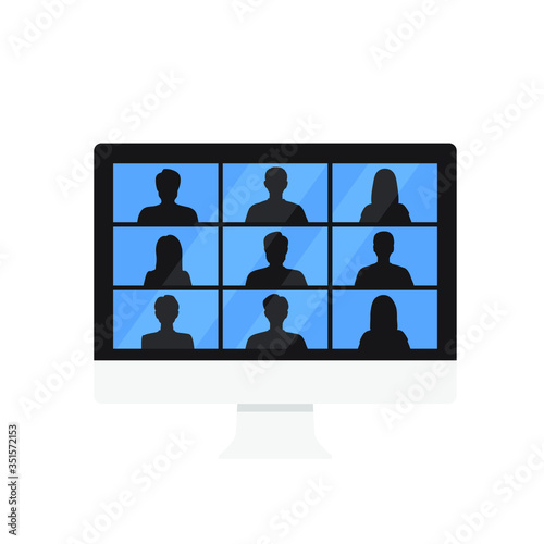 Video conference, communication online. Video call conferencing. Personal anonymity online. Vector.