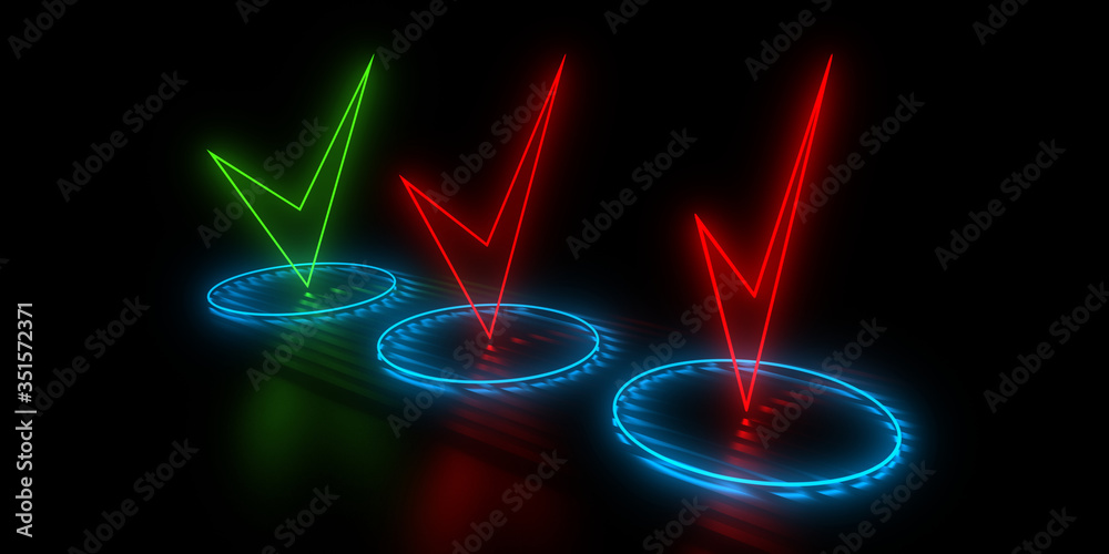 3D abstract background with neon lights. checkmark concept . 3d illustration 3D abstract background with neon lights. checkmark concept . 3d illustration