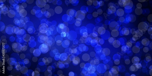 Dark BLUE vector layout with circle shapes. Abstract colorful disks on simple gradient background. Pattern for websites.