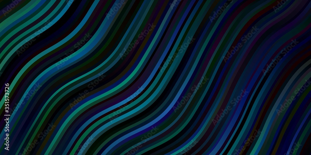 Dark Blue, Green vector pattern with wry lines. Colorful geometric sample with gradient curves. Design for your business promotion. Dark Blue, Green vector pattern with wry lines. Colorful geometric sample with gradient curves. Design for your business promotion.