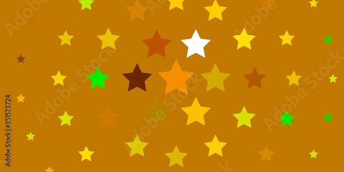 Light Green, Yellow vector background with small and big stars. Decorative illustration with stars on abstract template. Pattern for websites, landing pages.