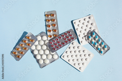 blister pills medicine. medical treatment for disease flu virus