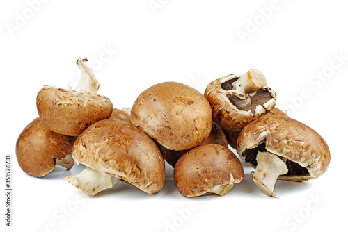 Portobello mushrooms isolated on the white background.
