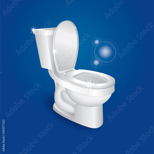 Toilet bowl. Realistic white home toilet vector illustration. Clean ceramic bathroom toilet. Part of set.