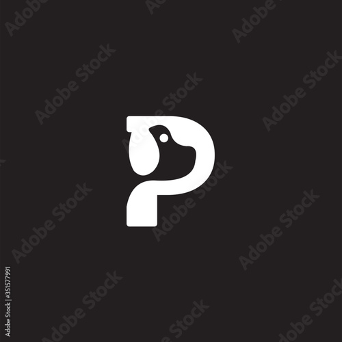 Letter p dog logo design vector image , letter p dog logo icon design , dog letter P logo icon  , letter p head dog logo , logo letter p dog 