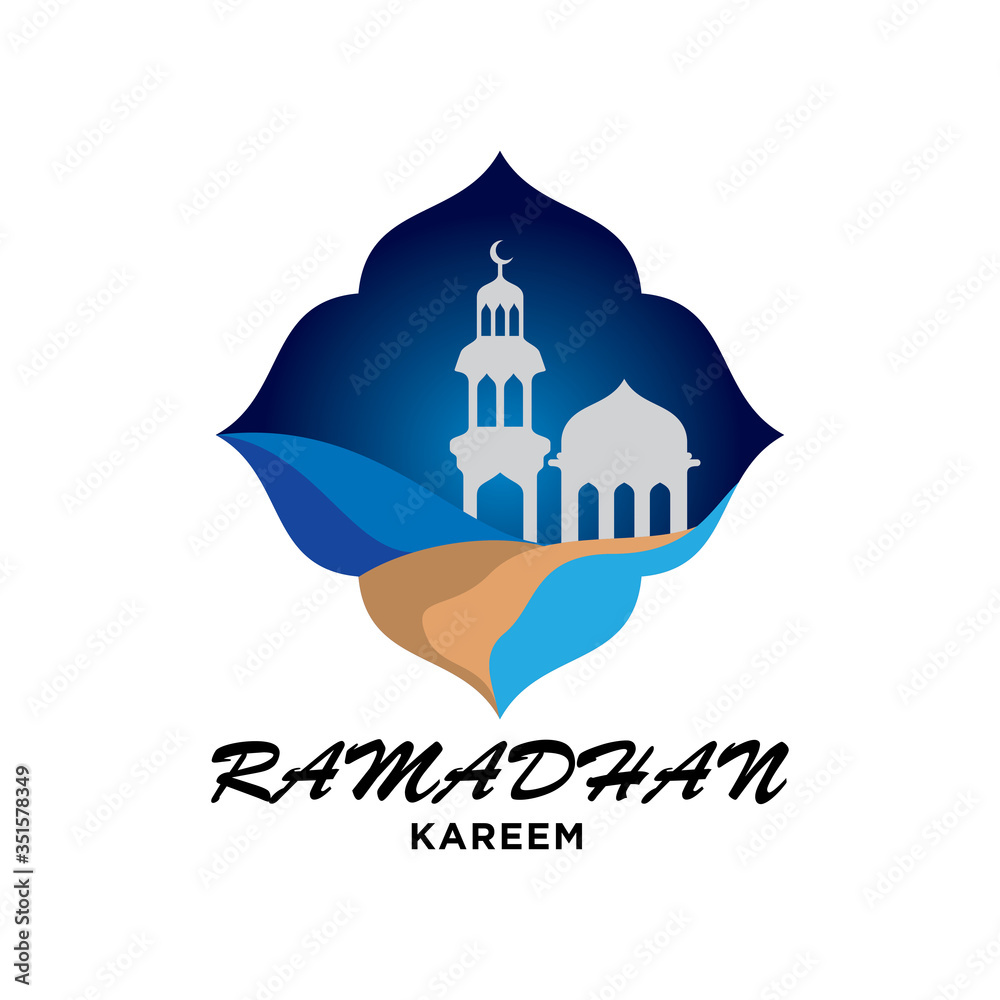 Ramadhan logo illustration. Ramadhan kareem  perfect illustration logo design on white background.