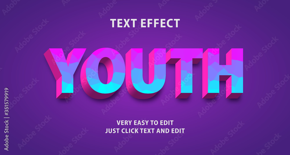 Youth text effect, editable text
