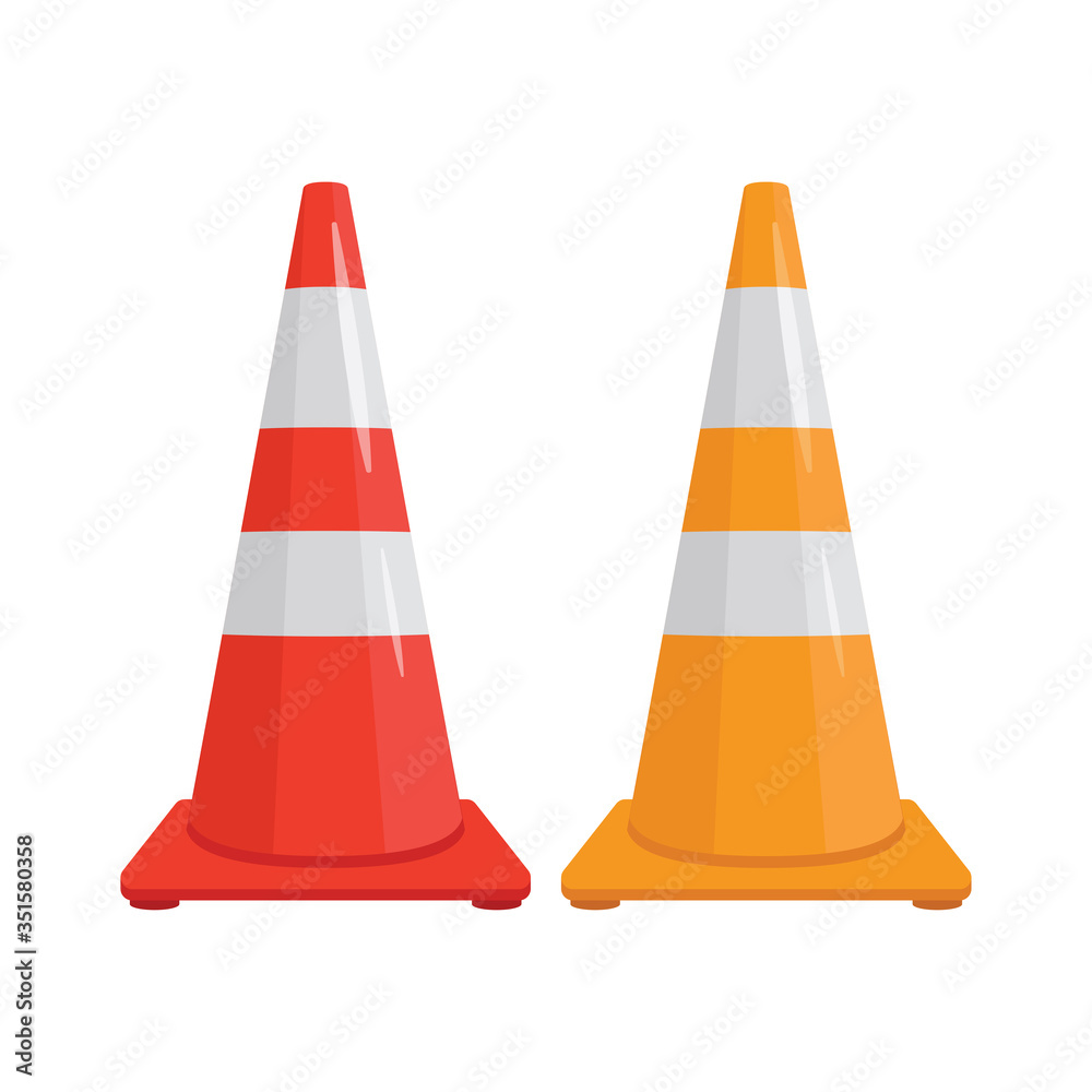 Traffic cone. Red and orange road sign isolated on white background. Traffic cone. Red and orange road sign isolated on white background.
