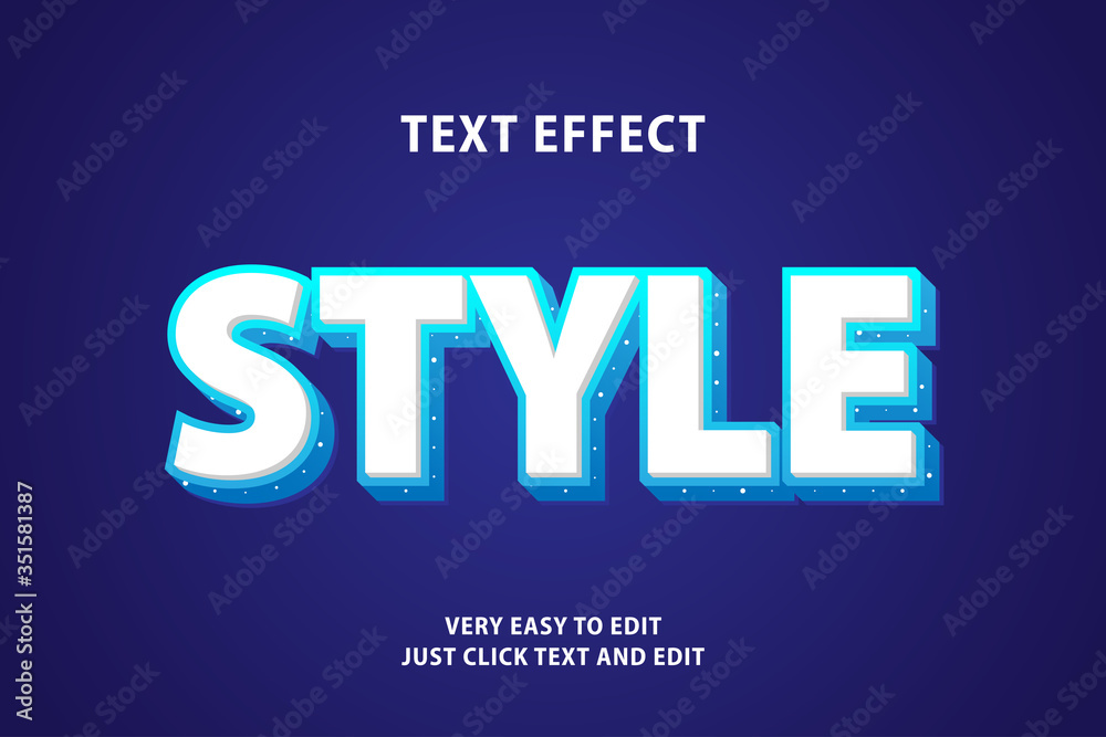 White blue text effect, editable text,  fresh blue text effect, editable text