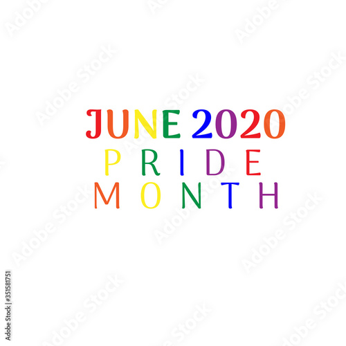 Lgbt pride month 2020 date poster in lettering.