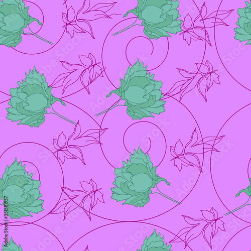 seamless pattern with flowers peony,vector illustration