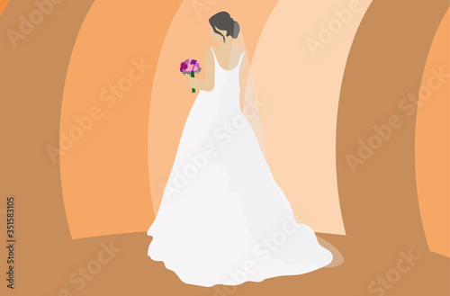 bride in a wedding dress with a bouquet