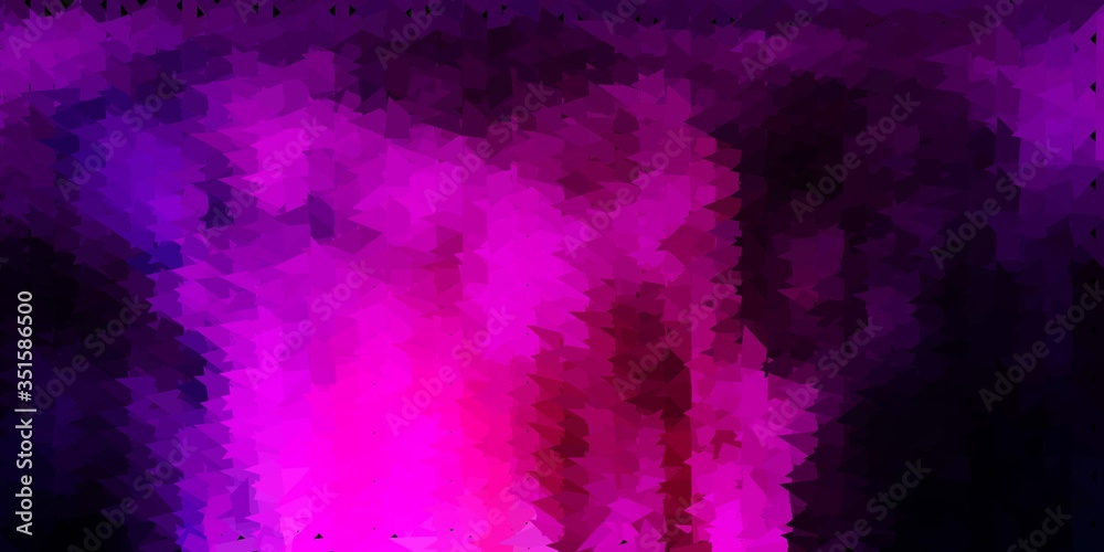 Dark purple, pink vector triangle mosaic design.