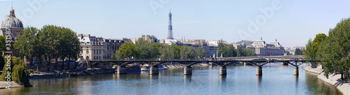 Panoramic view of Paris with Pont des Arts and the Eiffel tower. photo