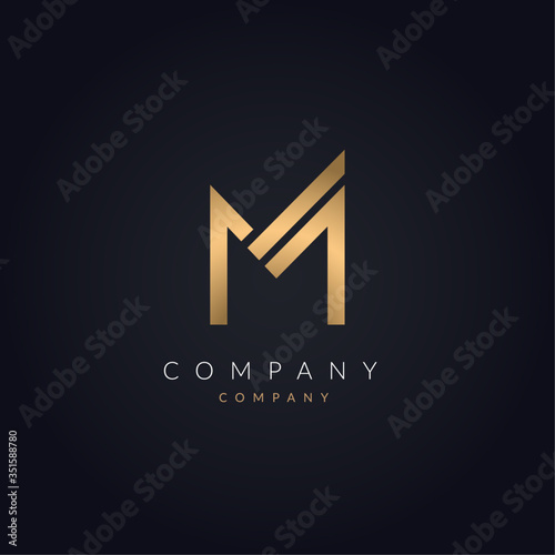 Creative Letter M luxurious Logo concept. Minimal golden M Alphabet design template. logotype Graphic Symbol M Icon Vector element.