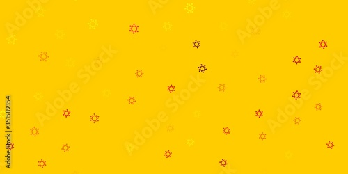 Light orange vector background with covid-19 symbols.