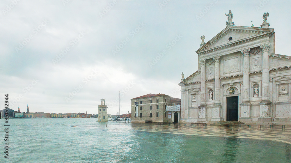 Venice San Giorgio Island with high water