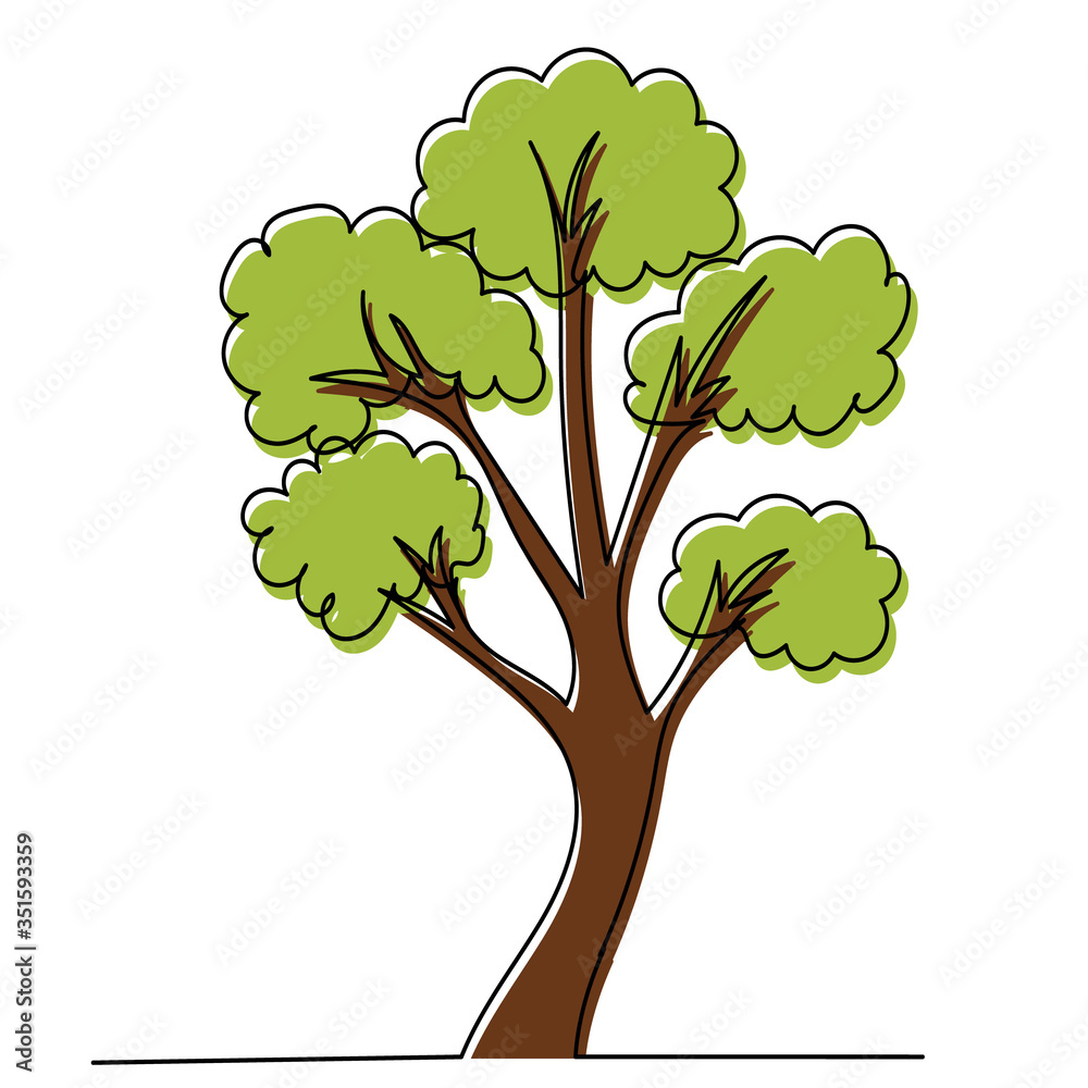 isolated, green tree continuous line drawing isolated, green tree continuous line drawing