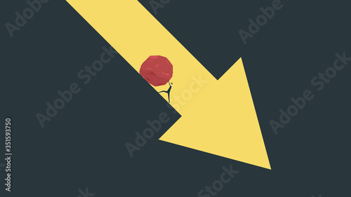 diagonal arrows,Global economic crisis, recession, decline and investment concept