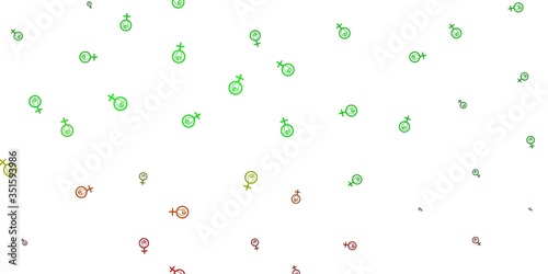 Light Green, Red vector pattern with feminism elements.