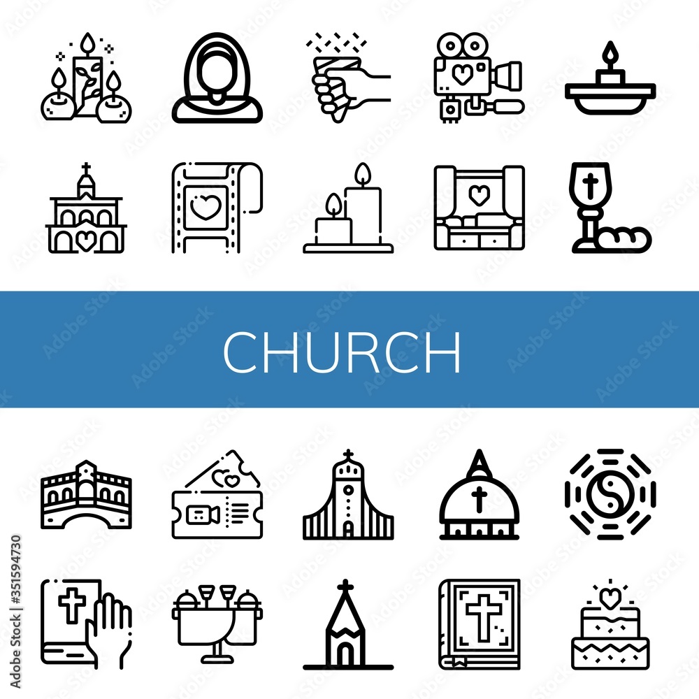 church simple icons set