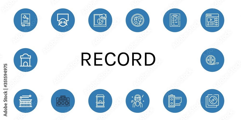 record simple icons set record simple icons set