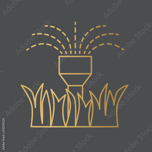 golden garden sprinkler icon- vector illustration