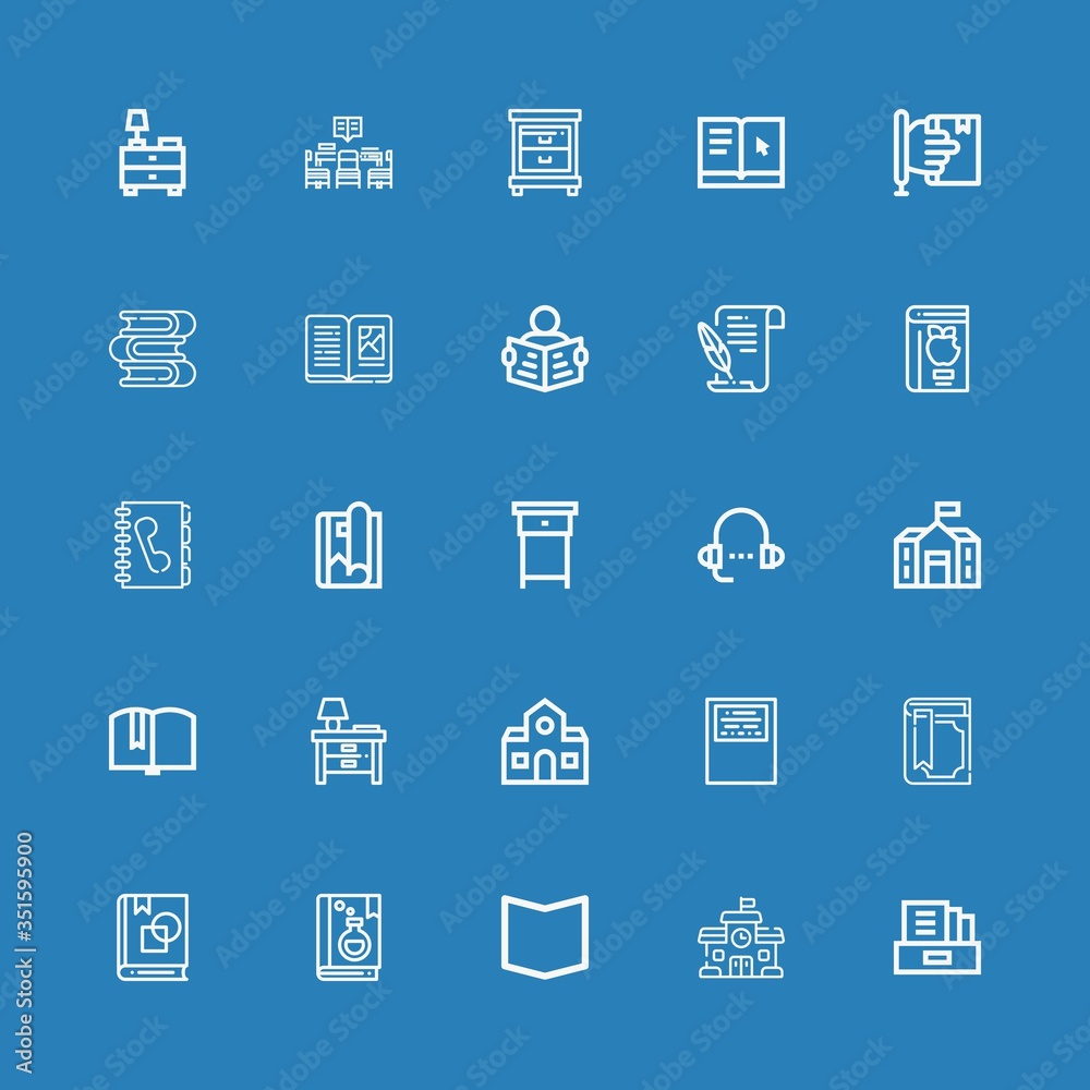 Editable 25 library icons for web and mobile